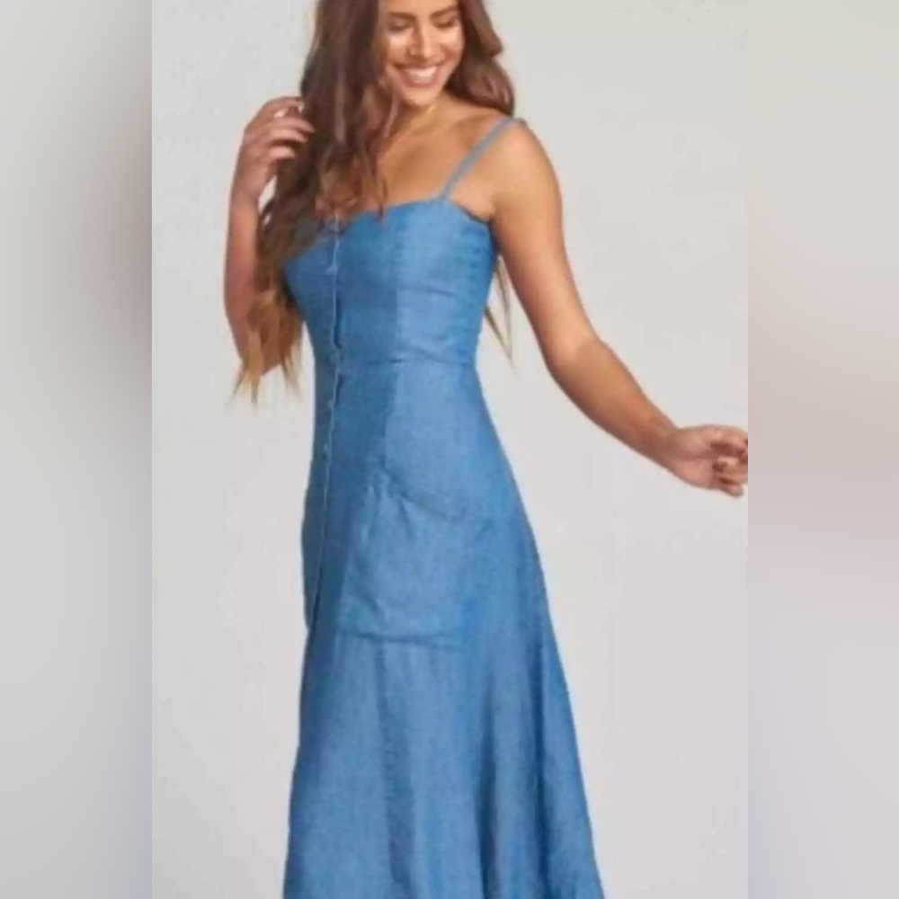 Show Me Your MuMu Blue Denim Maxi Dress